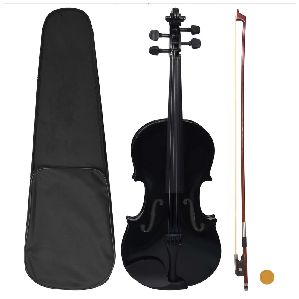 vidaXL Violin Full Set with Bow and Chin Rest Black 4/4 - anydaydirect