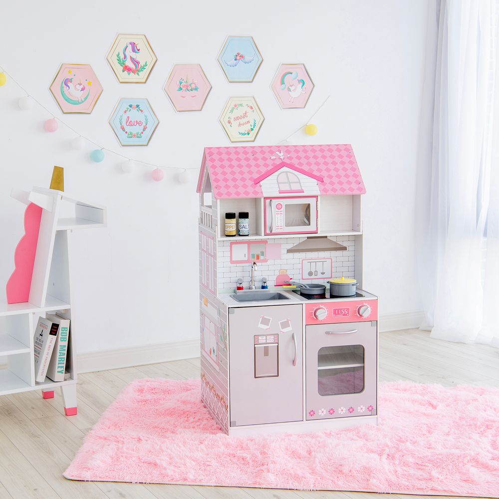 Olivia's Little World 2-in-1 Doll House Play Kitchen w/ Doll Furniture TD-12515P - anydaydirect