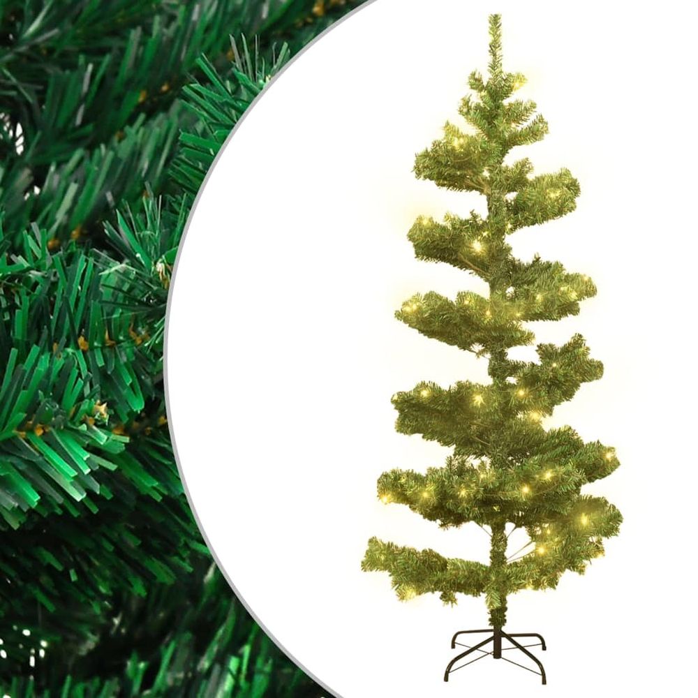 Swirl Christmas Tree with Pot and LEDs Green 120 cm PVC - anydaydirect