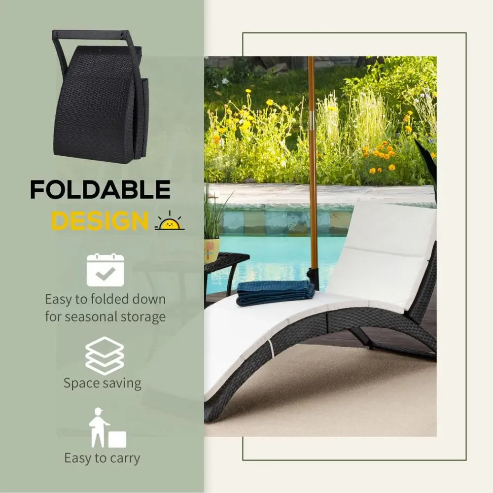Sun Lounger Rattan Hammock Sun Bed Garden Folding Recliner Chair w/ Cushion - anydaydirect