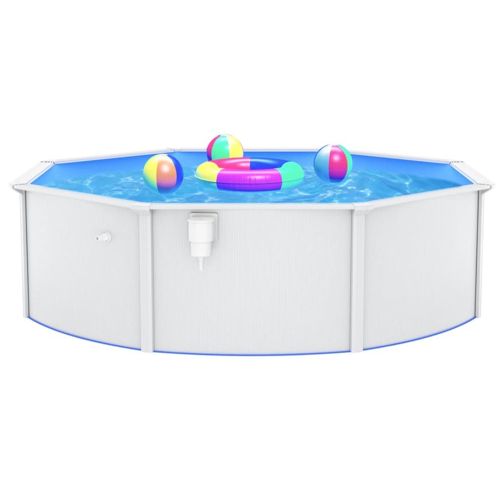 Swimming Pool with Steel Wall Round 460x120 cm White - anydaydirect