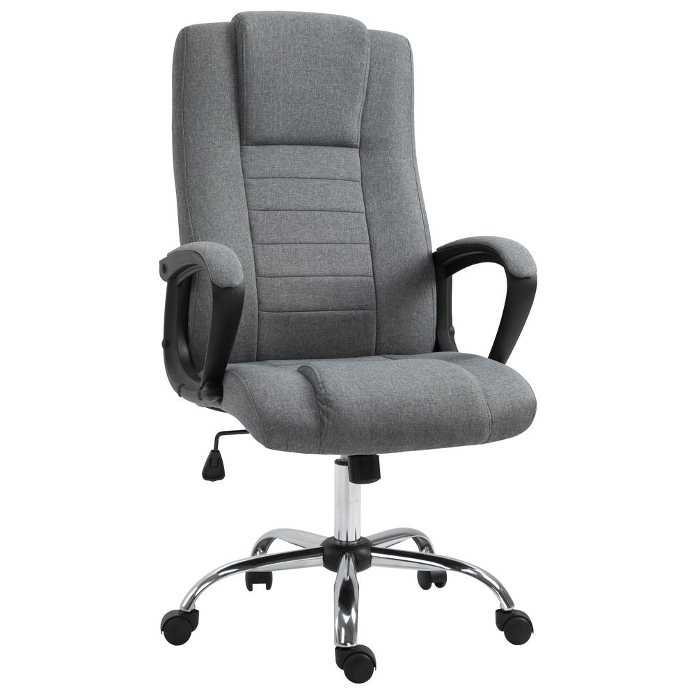 Linen Office Chair 360� Swivel High Back Wide Adjustable Seat Grey Vinsetto - anydaydirect