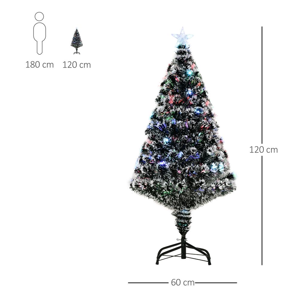 4ft Artificial Prelit Christmas Tree Snow Tree LED Fiber Optics Green White - anydaydirect