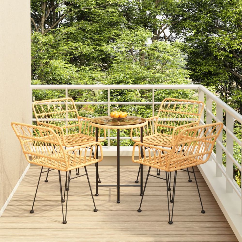 5 Piece Garden Dining Set Poly Rattan - anydaydirect