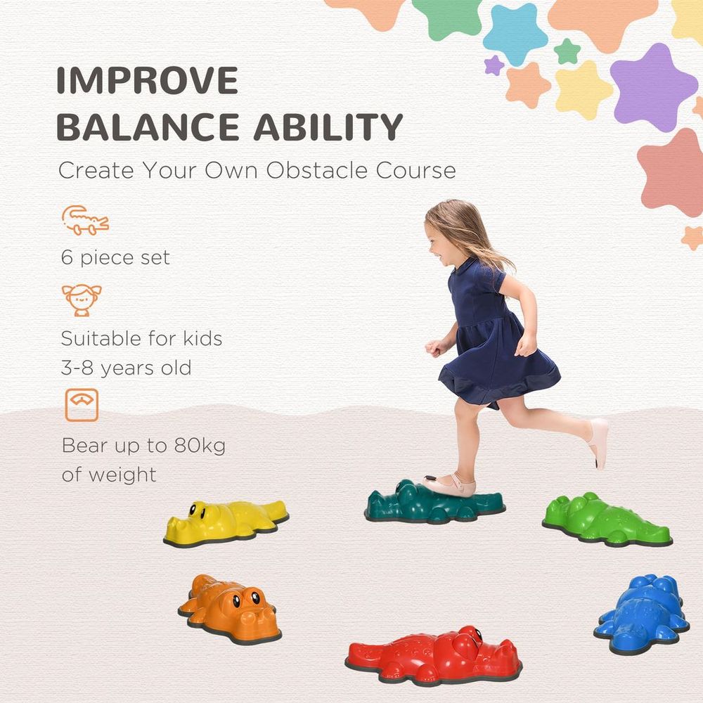 ZONEKIZ 6PCs Kids Kids Stepping Stones w/ Anti-Slip Edge, Indoor and Outdoor - anydaydirect