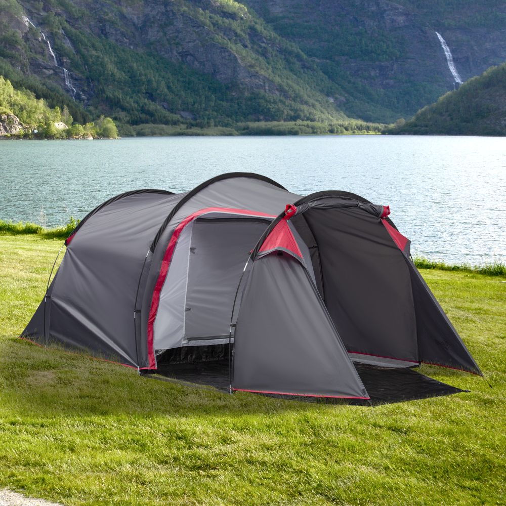 3 Man Camping Tent w/ 2 Rooms Porch Vents Rainfly Weather-Resistant Outsunny - anydaydirect