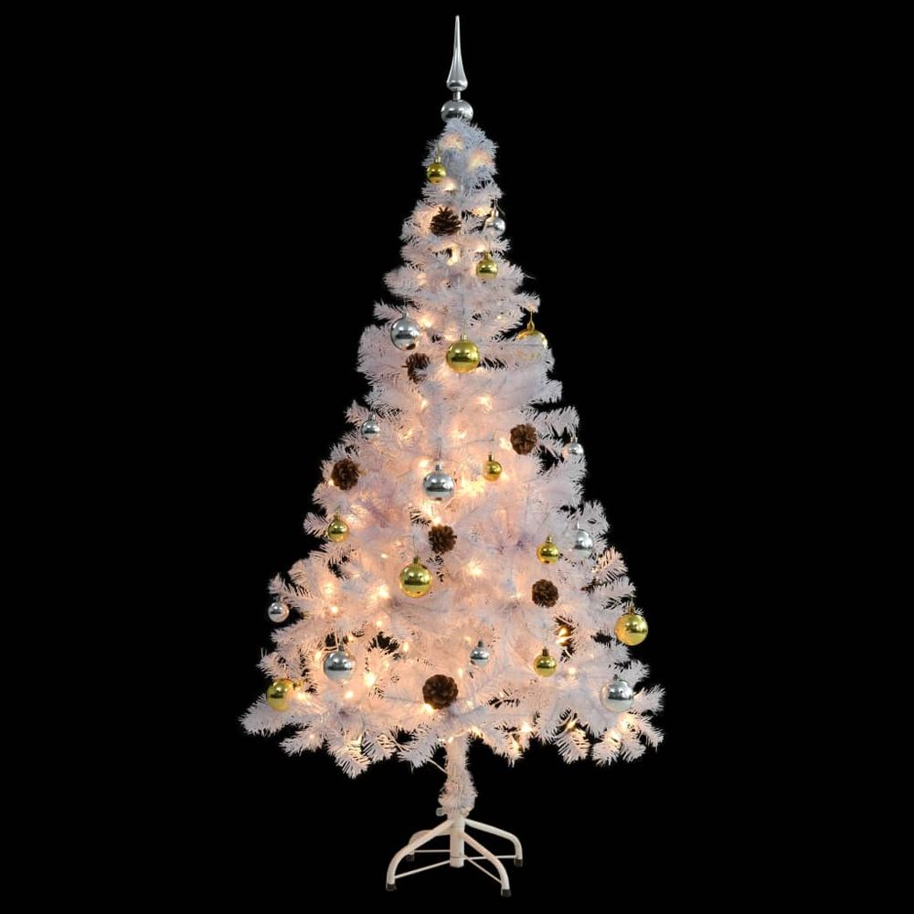 Artificial Christmas Tree with Baubles and LEDs White 150 cm to 210 cm - anydaydirect