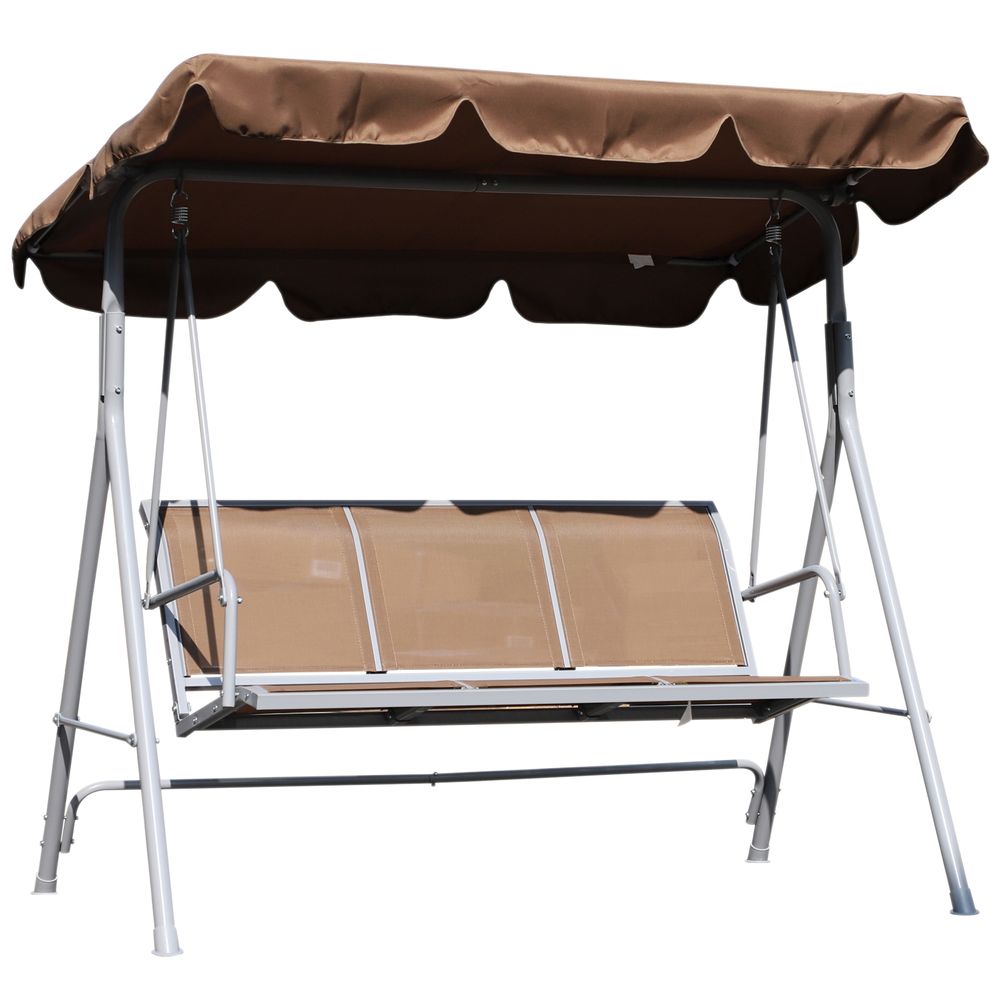 Outsunny Outdoor 3-Seater Swing Chair Shelter-Brown - anydaydirect