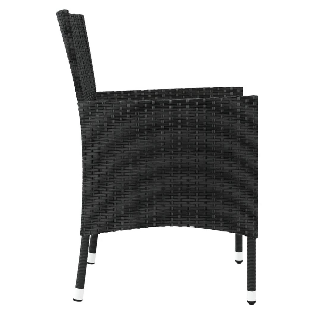 vidaXL Garden Chairs with Cushions 4 pcs Black Poly Rattan - anydaydirect