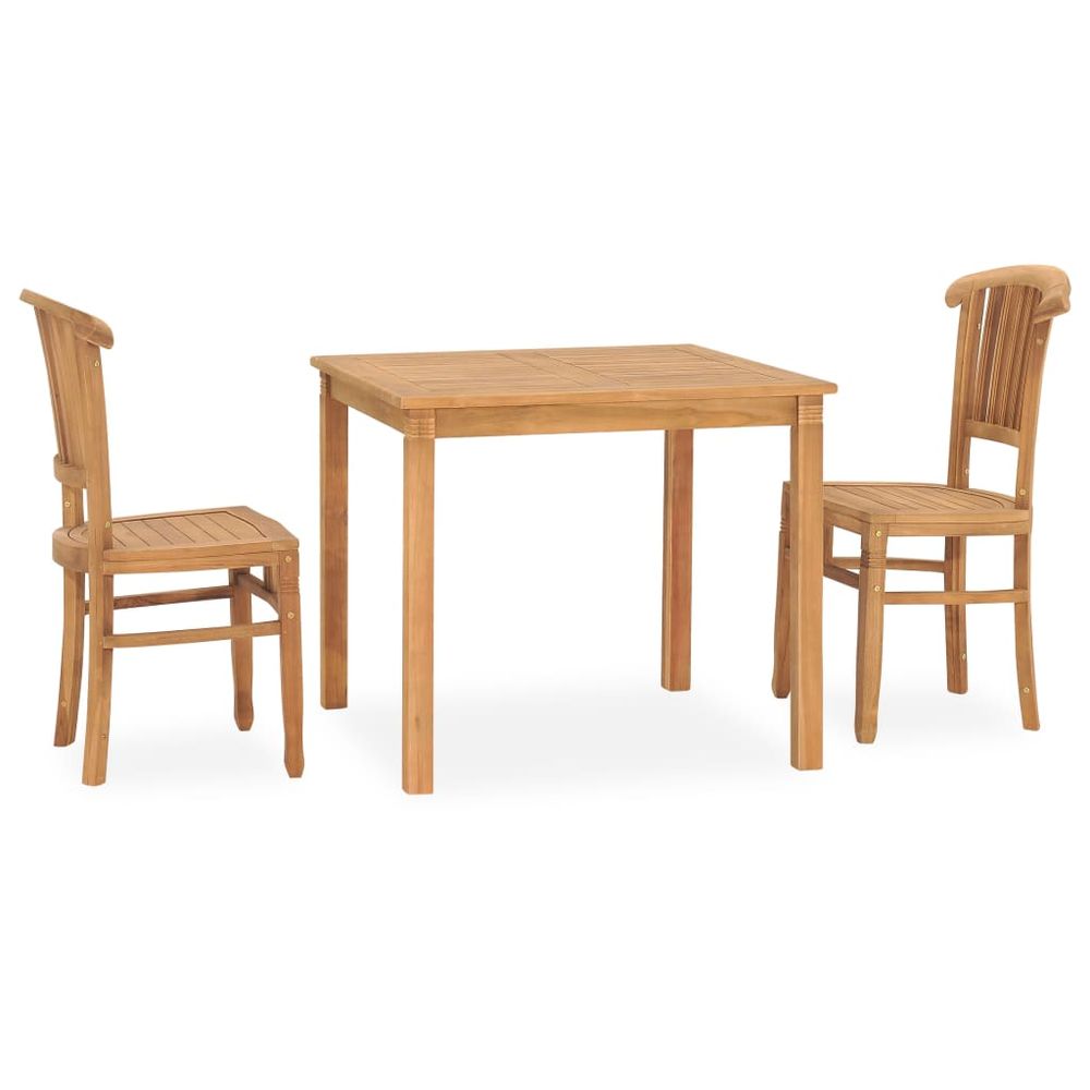 3 Piece Garden Dining Set Solid Teak Wood - anydaydirect