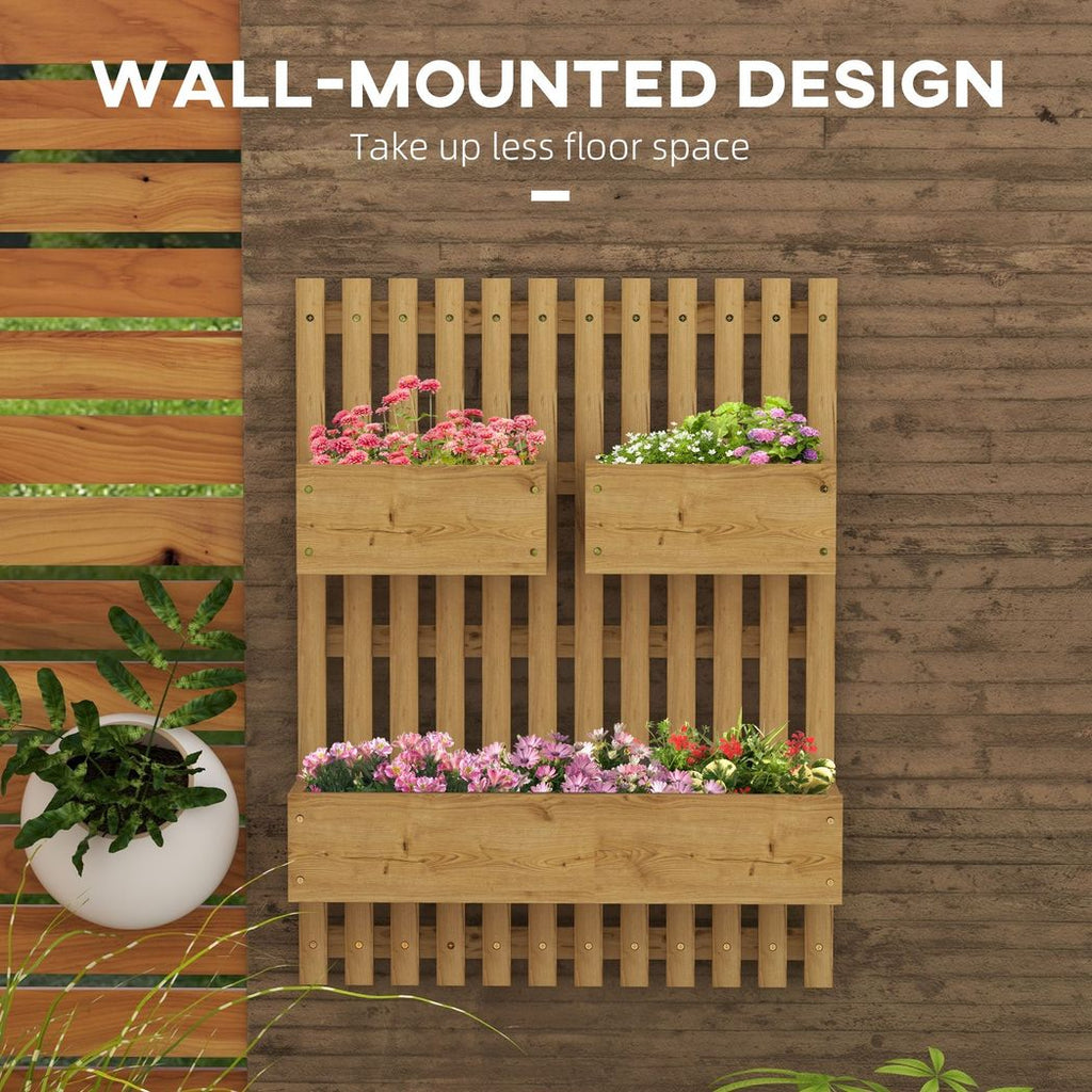 Outsunny Wooden Garden Planters with Trellis Wall-mounted Raised Garden Bed - anydaydirect