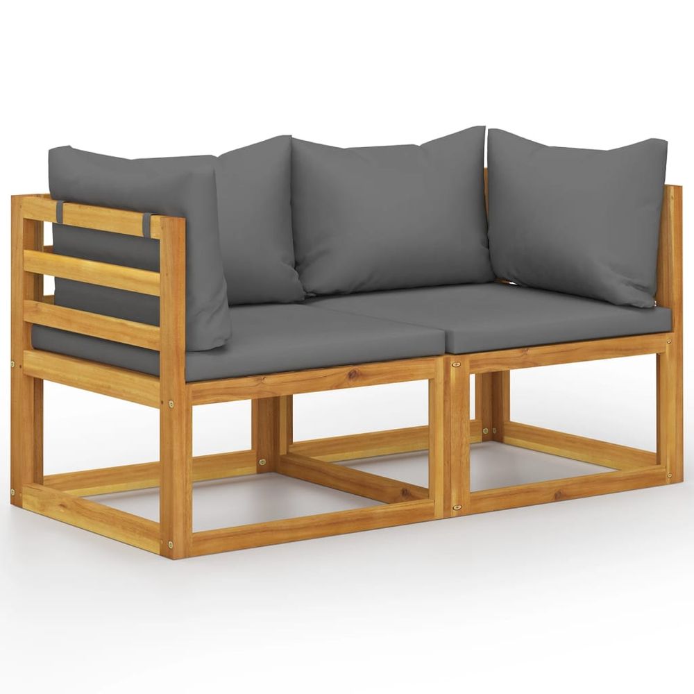 2-seater Garden Bench with Dark Grey Cushions (UK/IE/FI/NO only) - anydaydirect