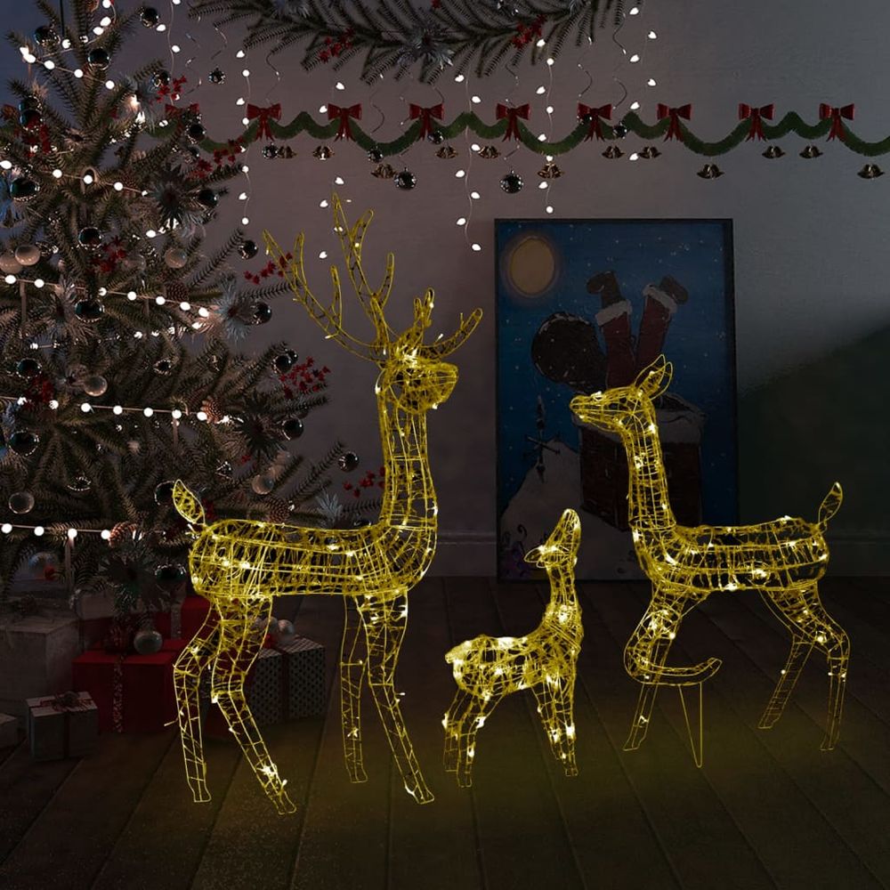 Acrylic Reindeer Family Christmas Decoration 300 LED Warm White - anydaydirect