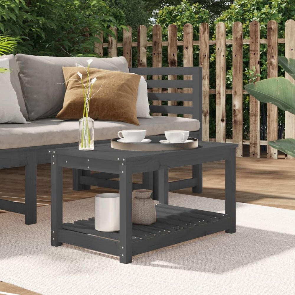 Garden Table Black 82.5x82.5x45 cm Solid Wood Pine - anydaydirect