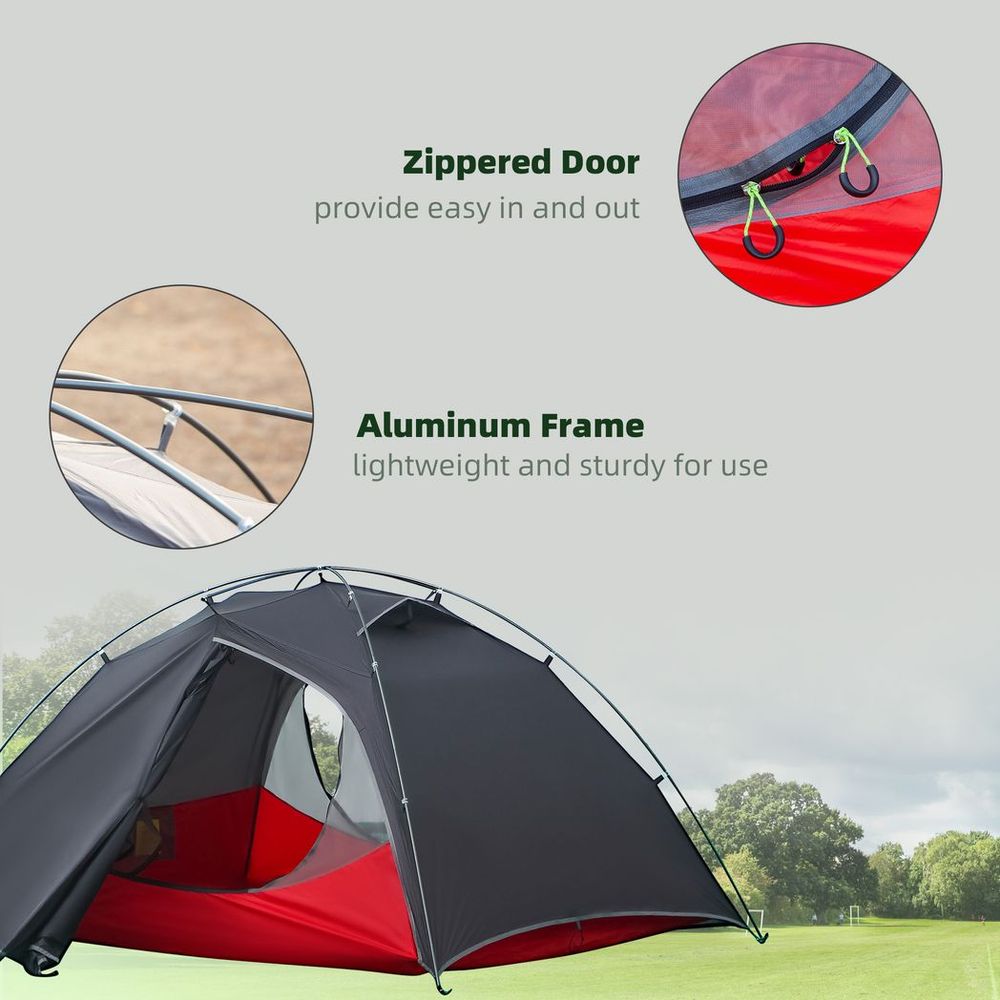 Camping Tent Compact 2 Man Dome Tent for Hiking Garden Dark Grey - anydaydirect