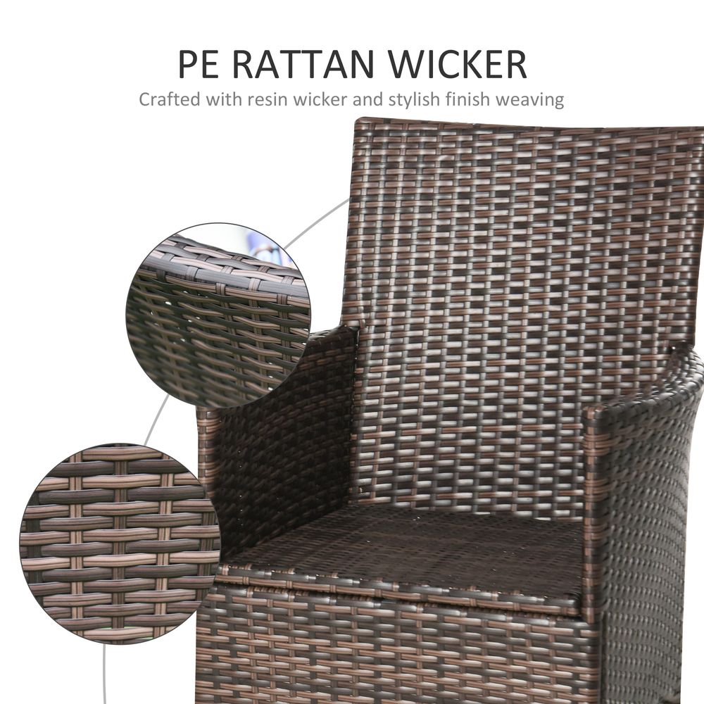 2 Seater Outdoor Rattan Armchair w/ Armrests Cushions Mixed Brown - anydaydirect