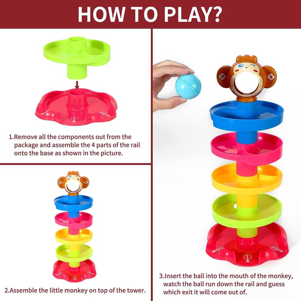 SOKA Drop and Go Ball Ramp 5 Layer Swirling Tower Baby Early Educational Toy - anydaydirect