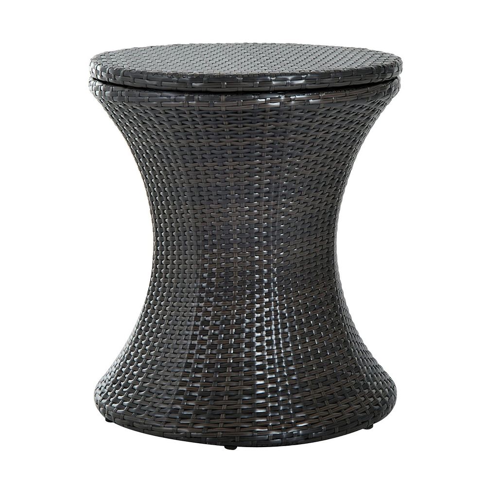 Rattan Ice Bucket Cooler Table Beer Patio Party Activity Bar W/Table-Brown - anydaydirect