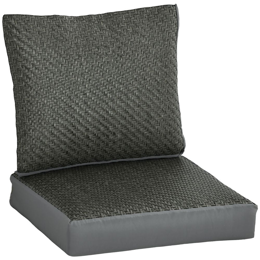 Outsunny Set of 2 Outdoor Seat Cushion with Fabric and PE Rattan Cover, Grey - anydaydirect