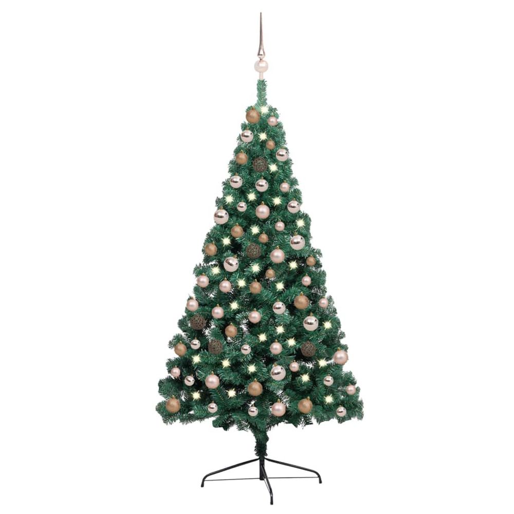 Artificial Half Christmas Tree with LEDs&Ball Set 120 cm to 240cm - anydaydirect