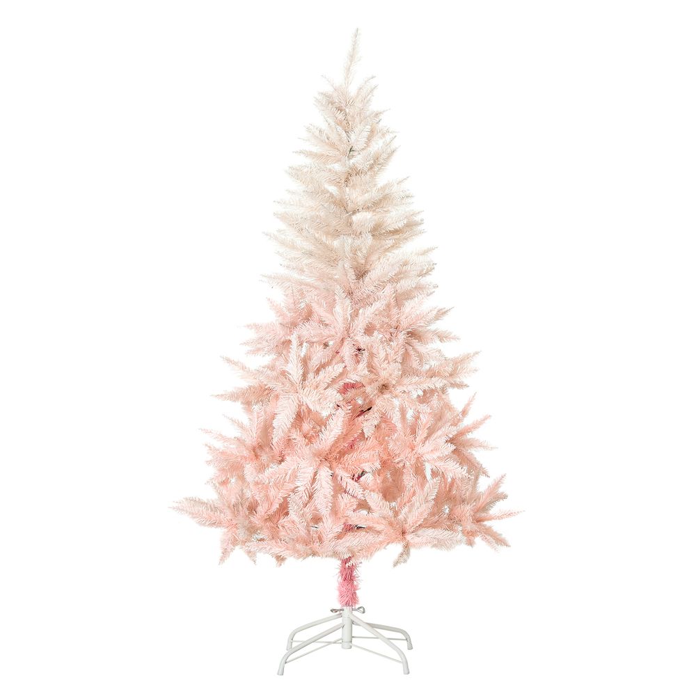 5FT Pink Artificial Christmas Tree Metal Stand Fully Pretty Home Office Joy - anydaydirect