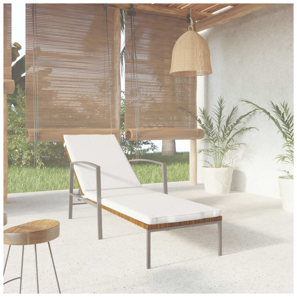 Garden Sun Lounger with Cushion Poly Rattan Brown - anydaydirect