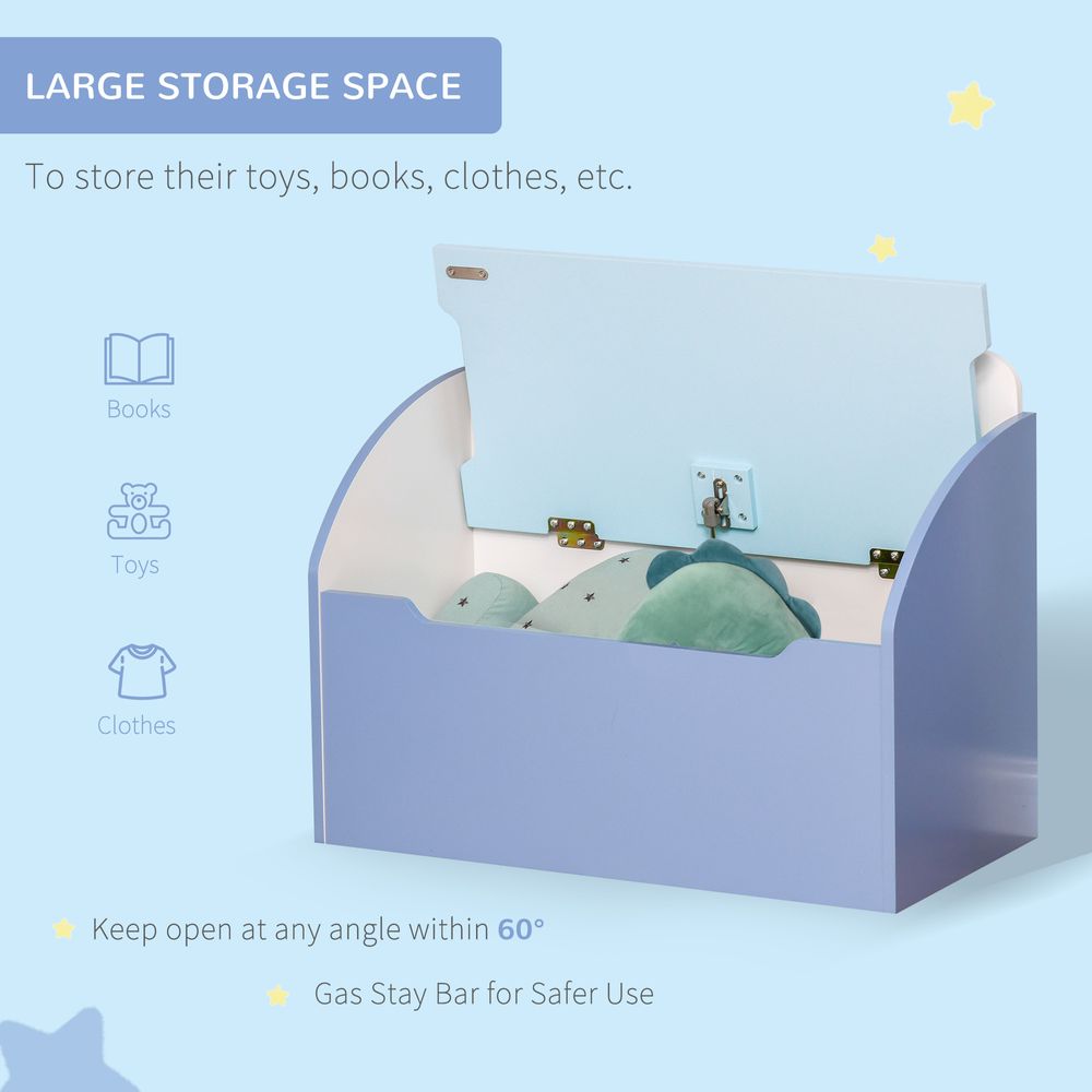 Kids Wooden Toy Box Children Storage Chest Bench Organiser Bedroom Blue HOMCOM - anydaydirect