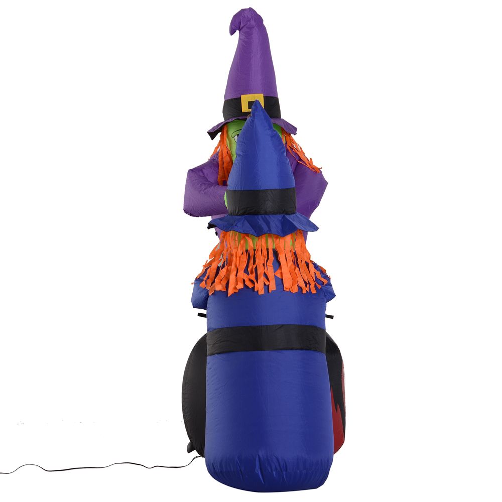 1.8m Inflatable Halloween Lawn Deco with LED Witches Around A Black Cauldron - anydaydirect
