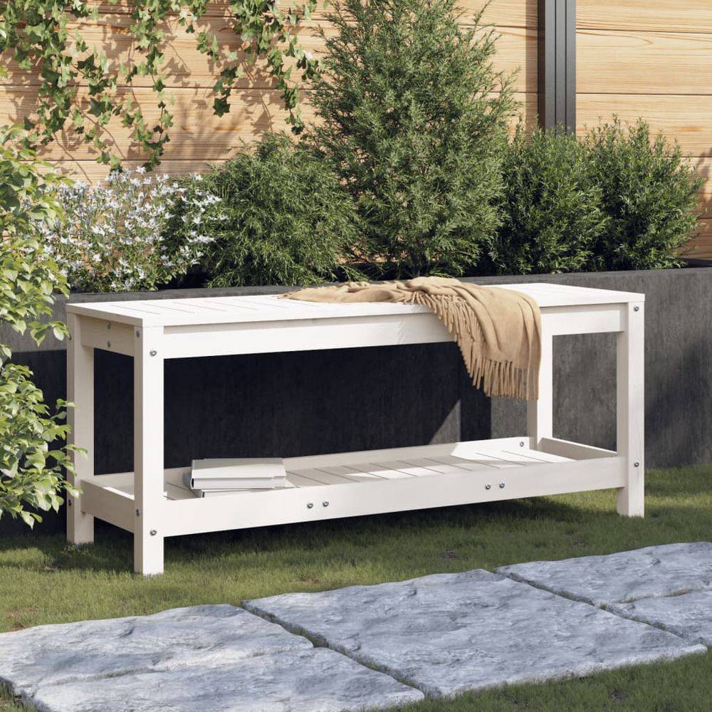 vidaXL Garden Bench White 108x35x45 cm Solid Wood Pine - anydaydirect