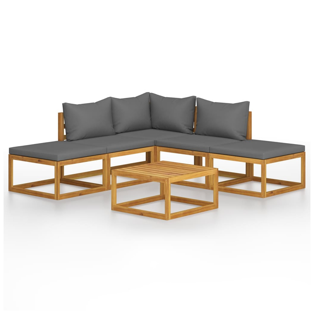 6 Piece Garden Lounge Set with Cushions Solid Wood Acacia (UK/IE/FI/NO only) - anydaydirect