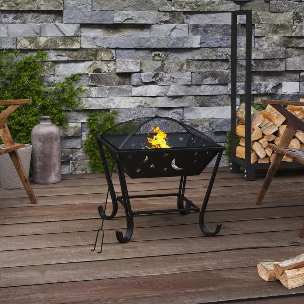 Fire Pit with Poker 50 cm XXL Steel - anydaydirect