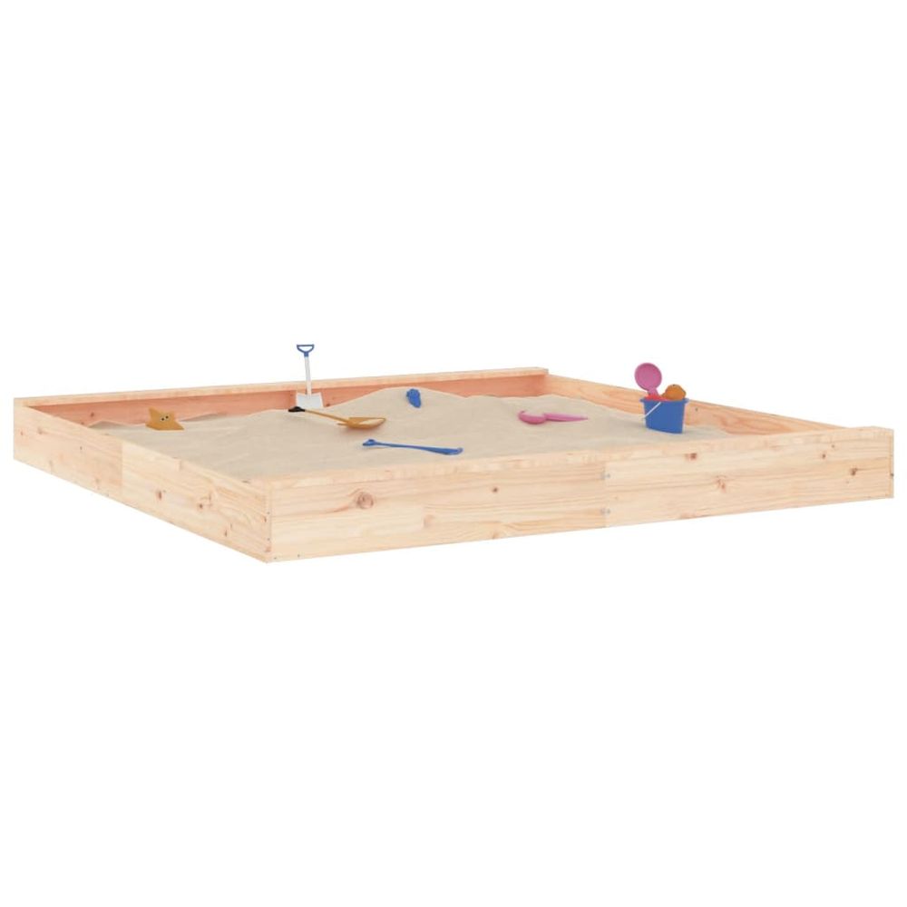 vidaXL Sandbox with Seats Square Solid Wood Pine - anydaydirect