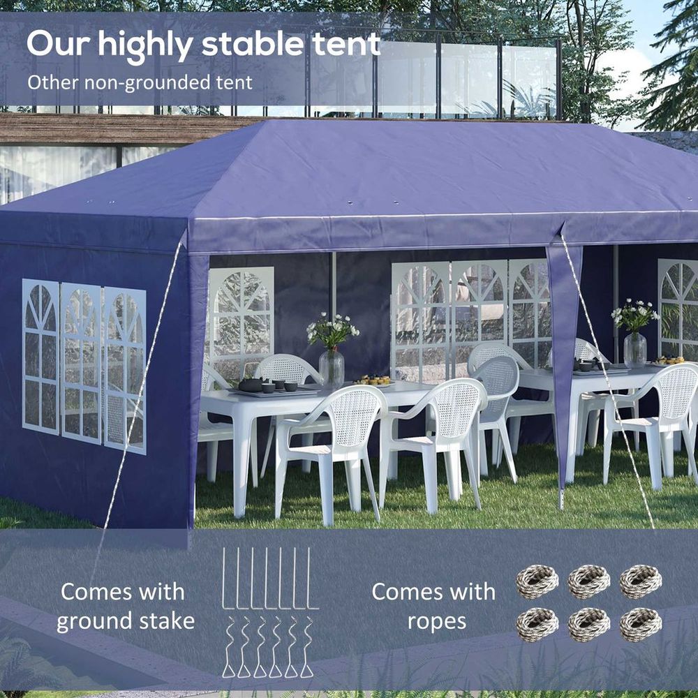 3 x 6m Heavy Duty Gazebo Marquee Party Tent with Storage Bag Blue - anydaydirect