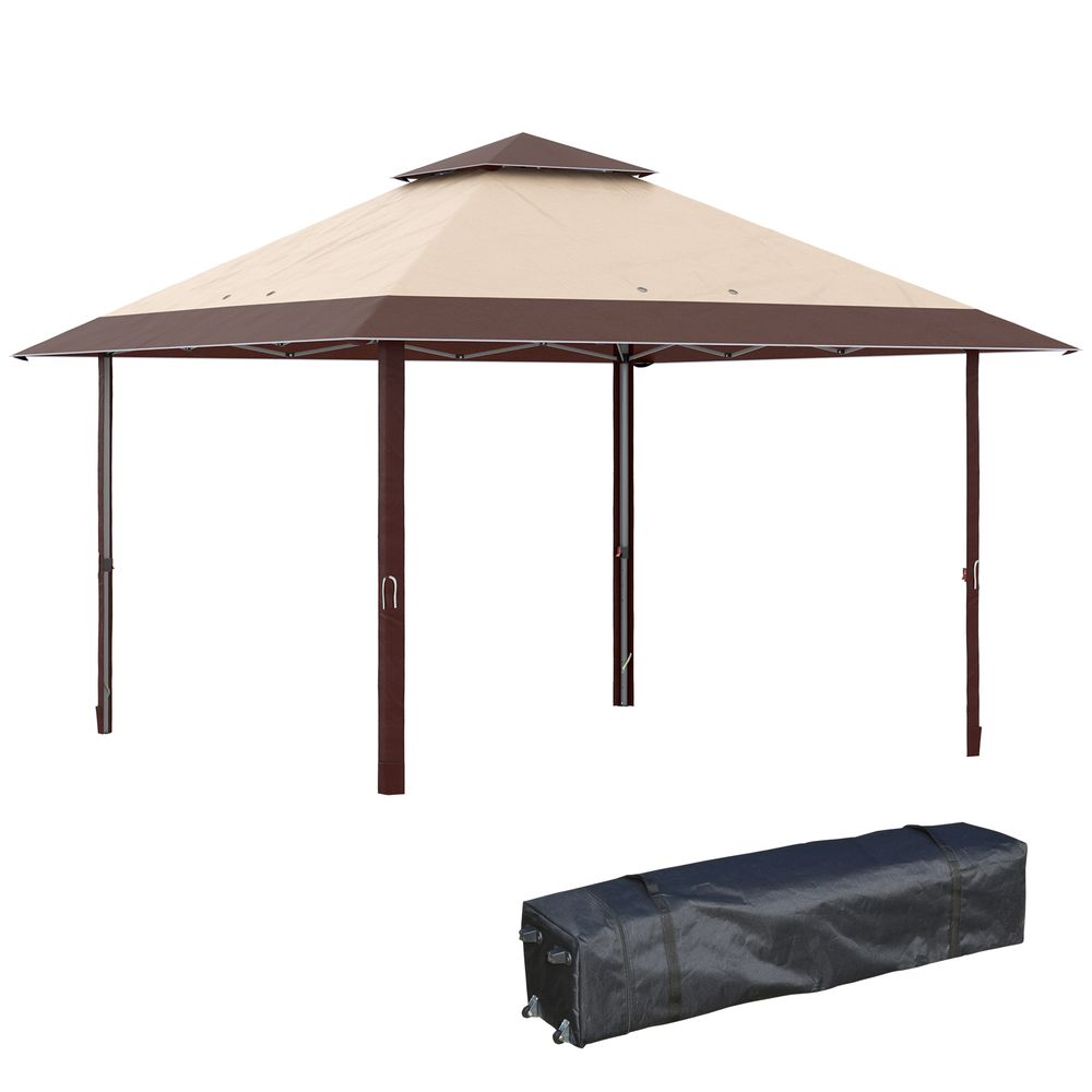 4 x 4m Outdoor Pop-Up Canopy Tent Gazebo Adjustable Legs Bag Coffee - anydaydirect