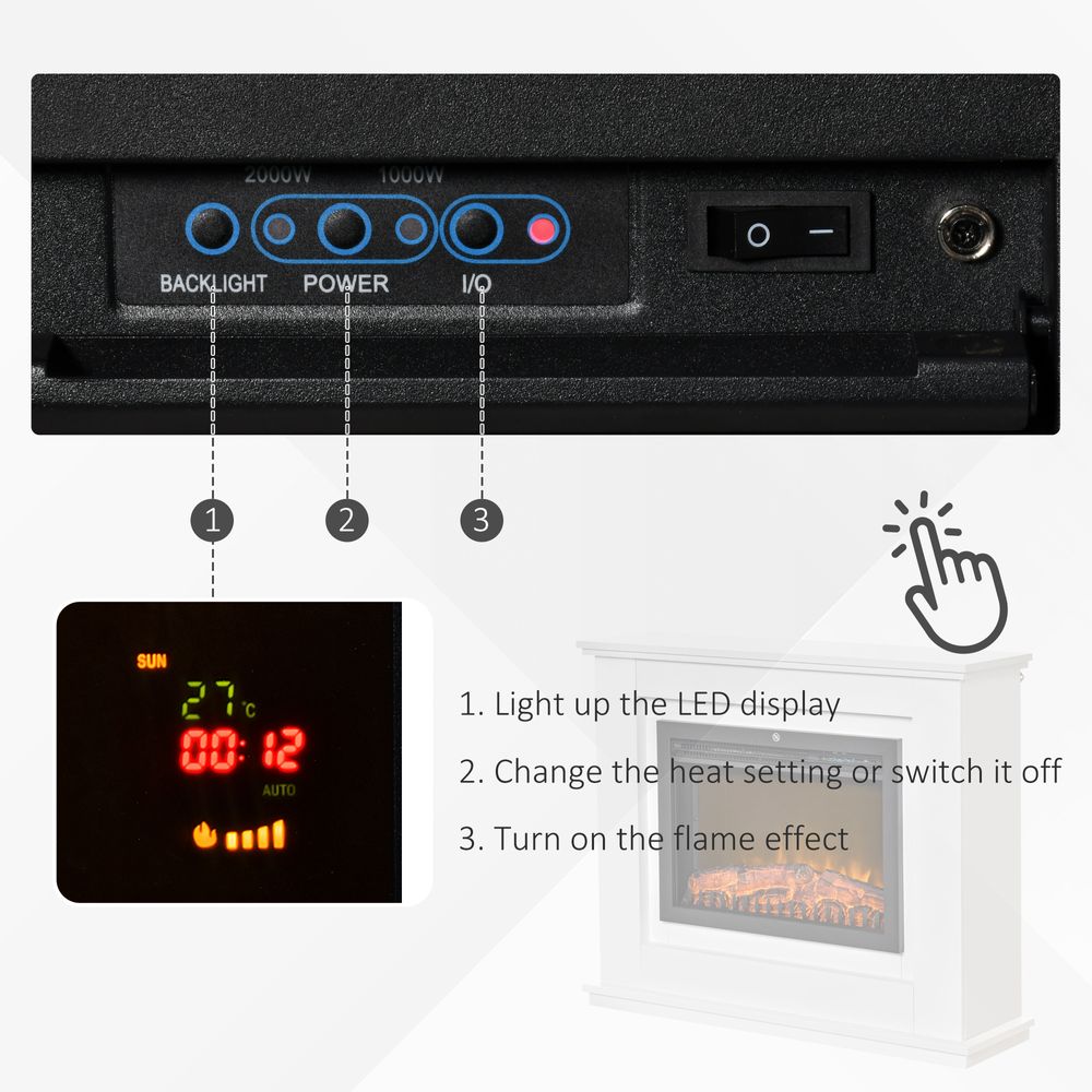 Electric Fireplace Suite Remote Flame EffectOverheat Protection Timer - anydaydirect