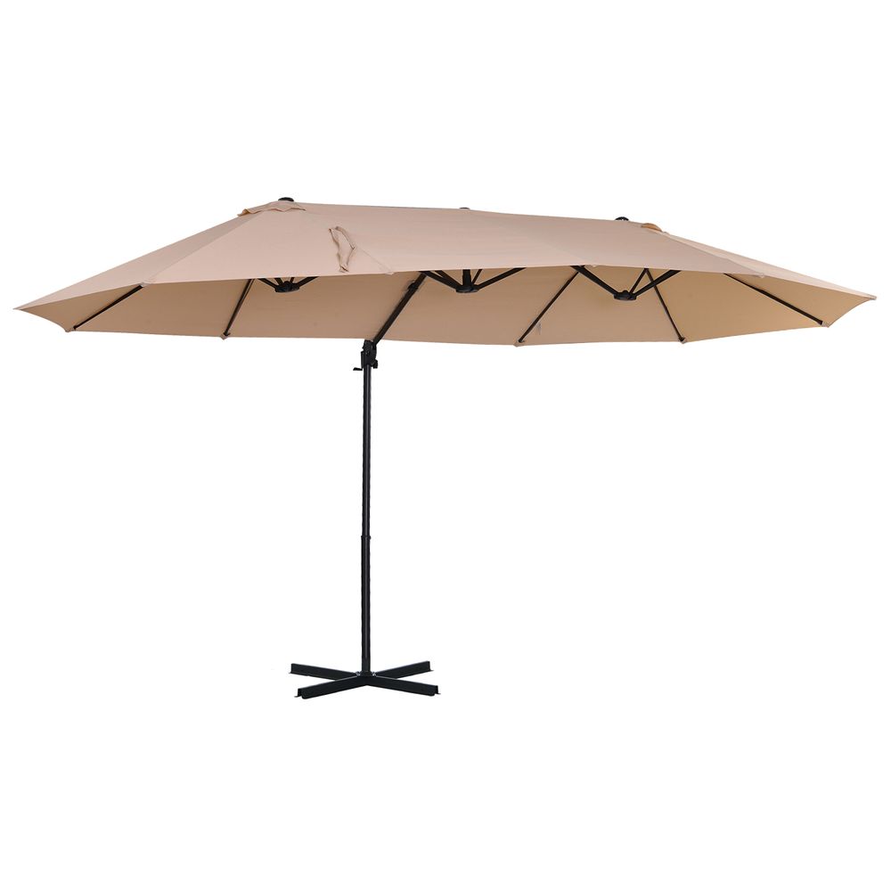 Double Canopy Offset Parasol Garden Shade w/ Steel Pole 12 Support Ribs - anydaydirect