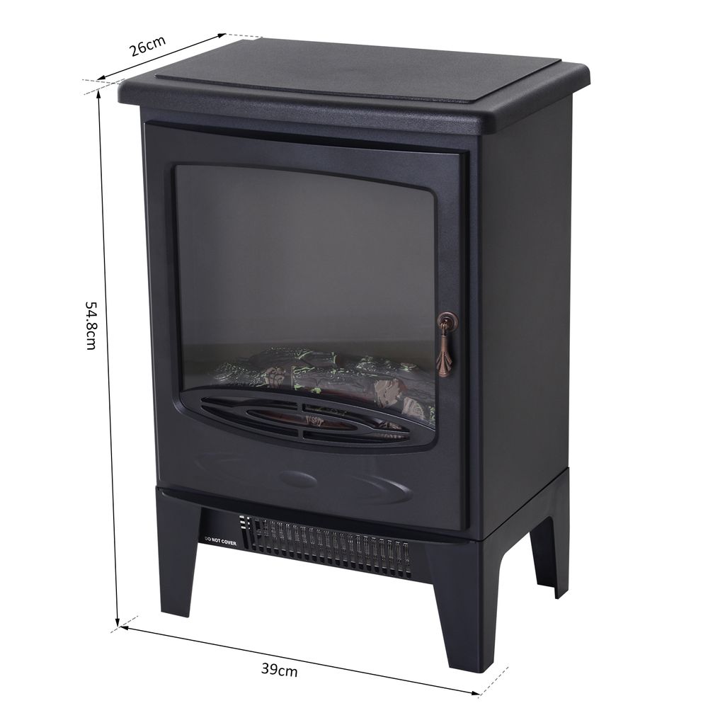 Electric Heater Freestanding Fireplace Artificial Flame Tempered Glass Casing - anydaydirect