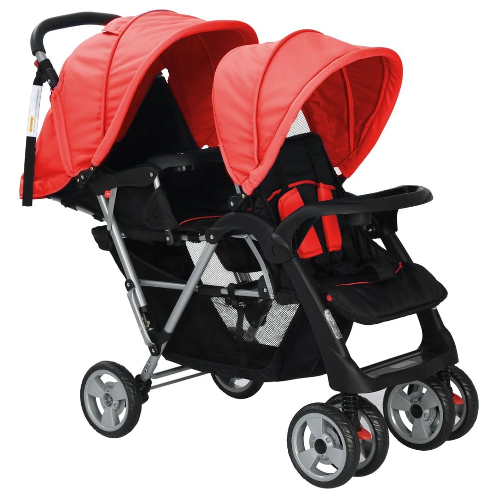 Tandem Stroller Steel Red and Black - anydaydirect