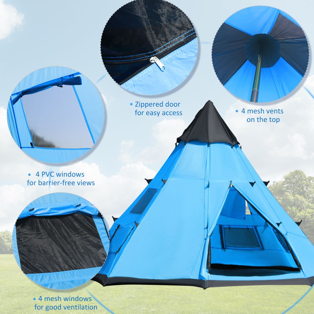 6-7 Person Large Family Party Camping Tent Carrying Bag, Mesh Window Outsunny - anydaydirect