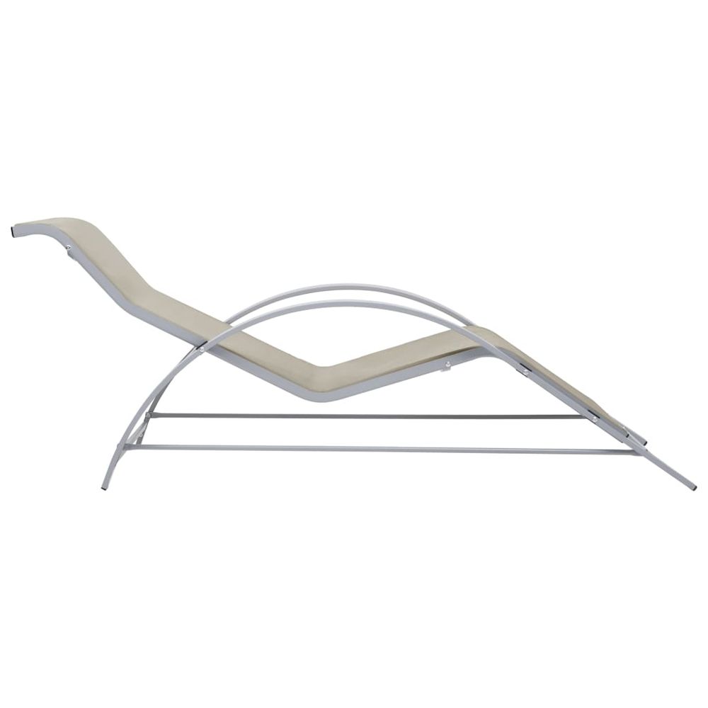 Sun Loungers 2 pcs with Table Aluminium Cream - anydaydirect