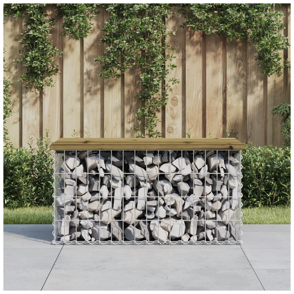 vidaXL Garden Bench Gabion Design 83x44x42 cm Impregnated Wood Pine - anydaydirect