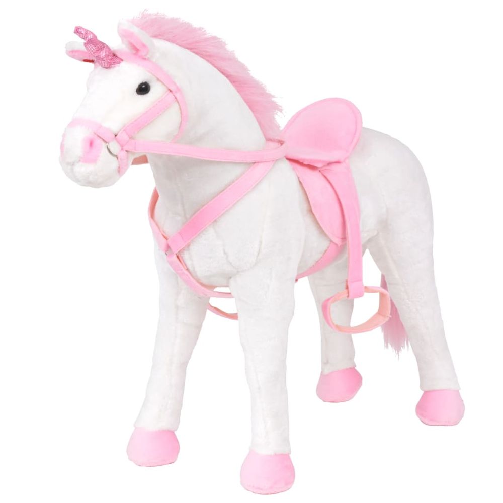 Standing Plush Toy Unicorn White and Pink XXL - anydaydirect