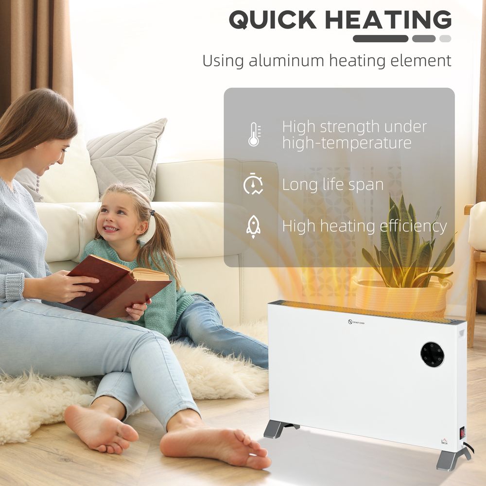 2000W Electric Convector Heater Freestanding Space Heater w/ LED Display White - anydaydirect