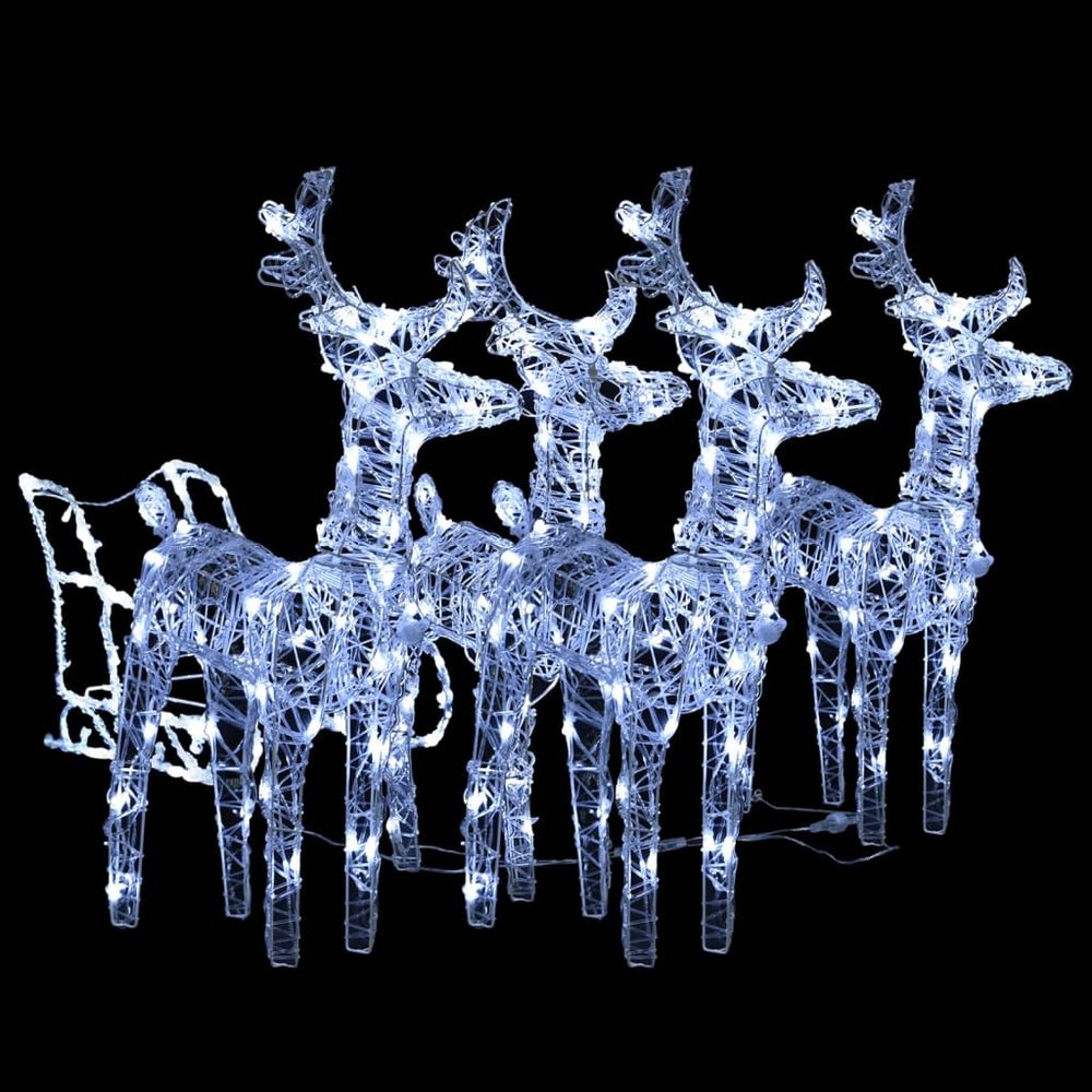 Reindeers & Sleigh Christmas Decoration 240 LEDs Acrylic - anydaydirect