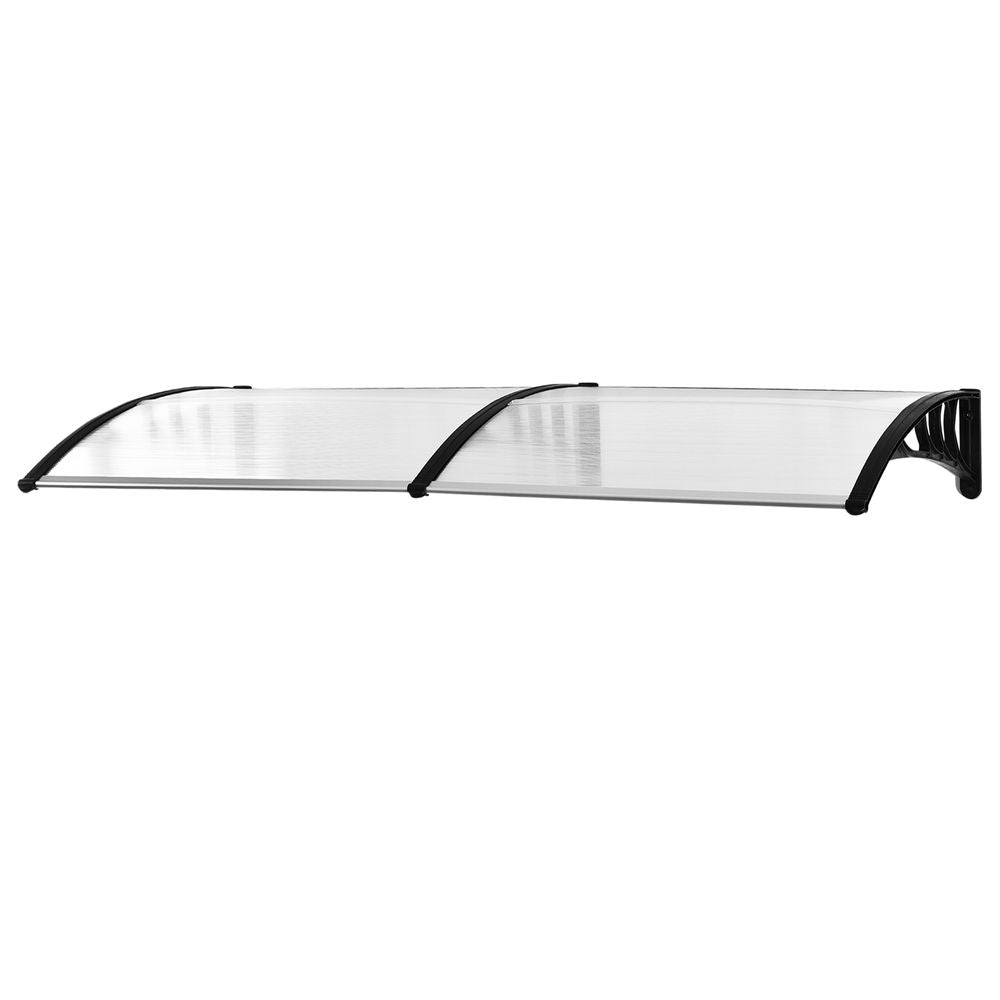 Outsunny 80 L x 195 W x 23 H cm Clear Polycarbonate Curved Awning White - anydaydirect