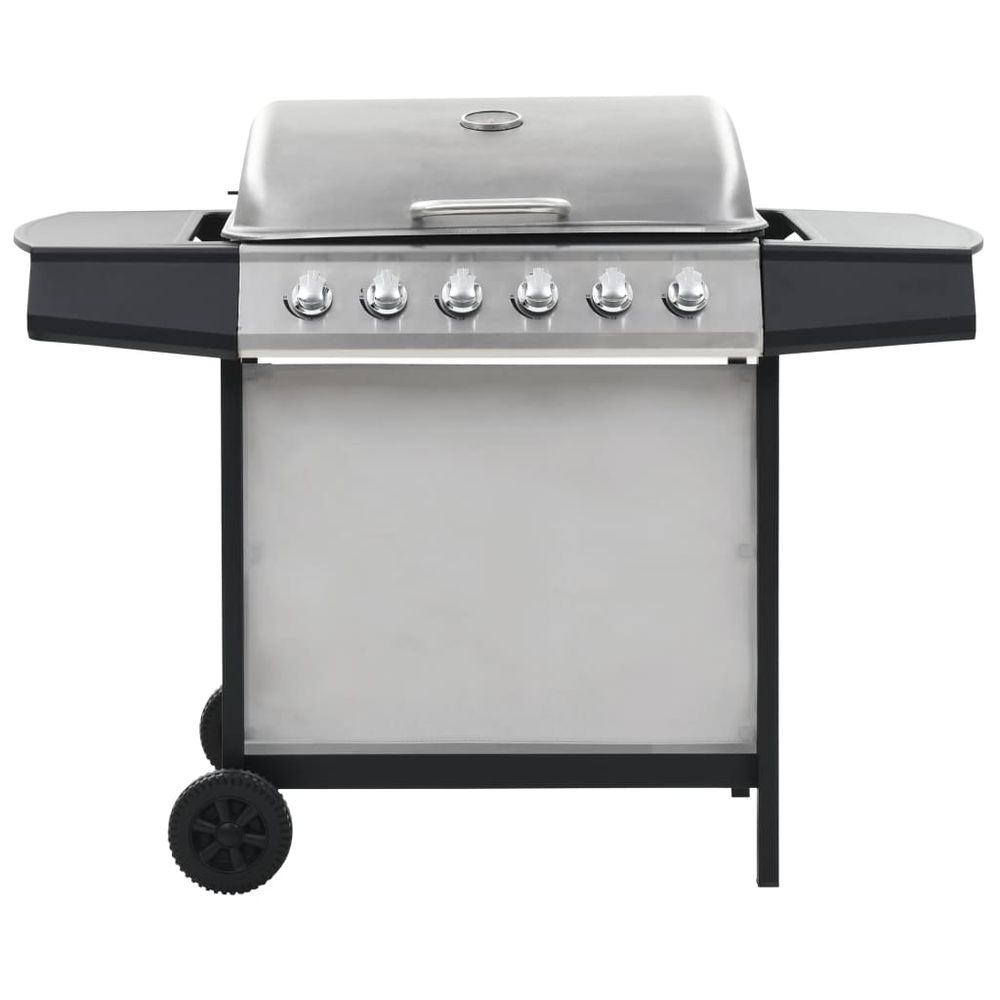 Gas BBQ Grill with 6 Cooking Zones Stainless Steel Silver - anydaydirect
