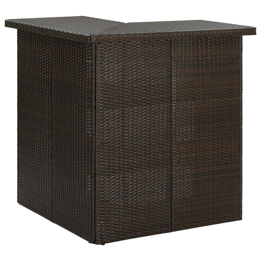 Corner Bar Table Brown 100x50x105 cm Poly Rattan - anydaydirect