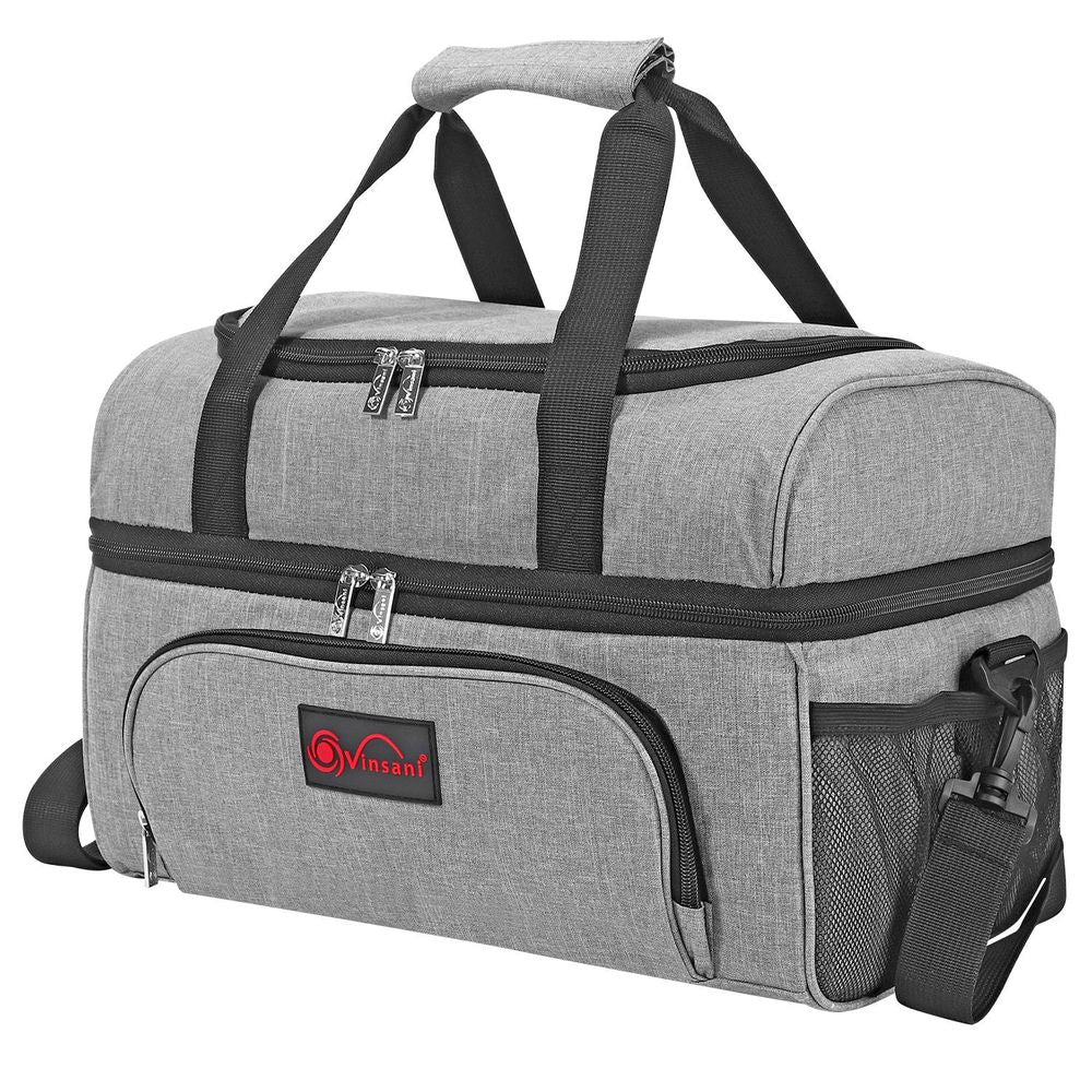20 - 30L Cooler Bag Dual Compartment Grey Curve Cooler Bag Picnic Storage - anydaydirect
