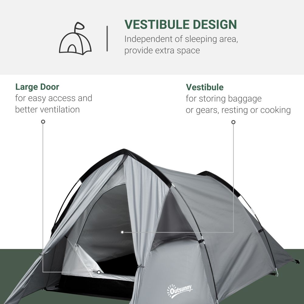 1-2 Man Camping Dome Tent Porch Mesh Window Double Layer Hiking Outsunny - anydaydirect