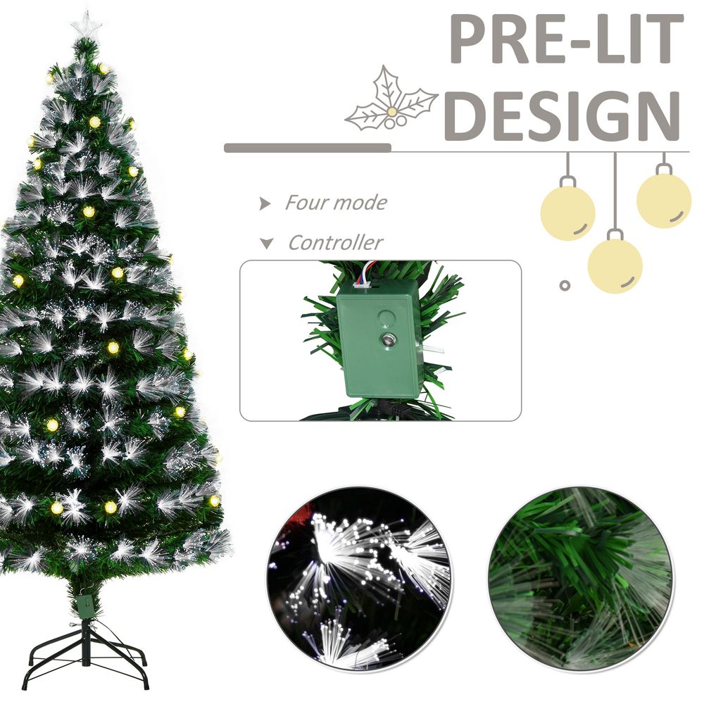 6ft White Light Christmas Tree 90 LEDs Star Topper Tri-Base Pre-Lit Home - anydaydirect